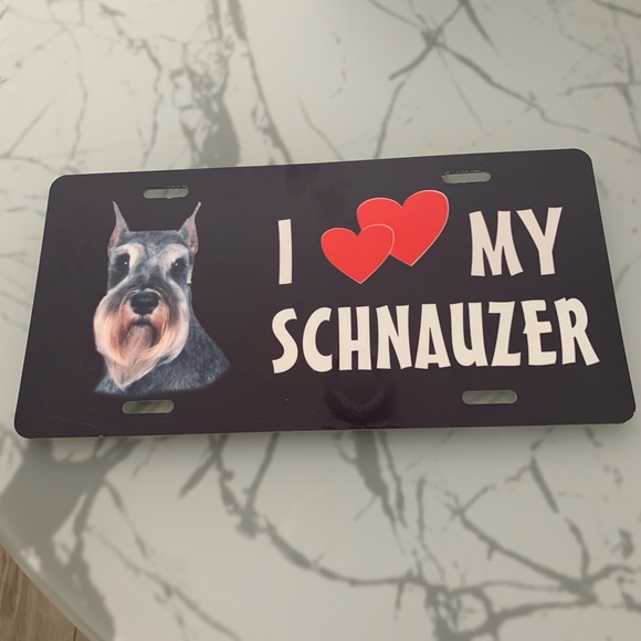 Other - License Plate Size for Mounting on Car.  “I ❤️ My Schnauzer”.  Hard Plastic.